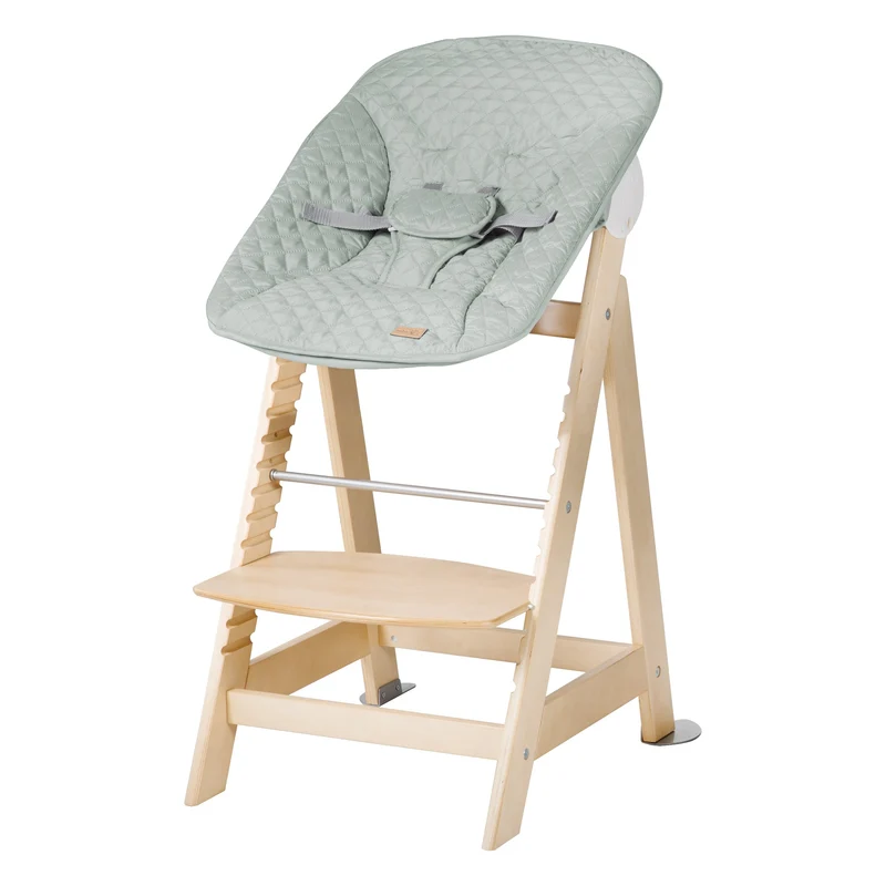 Treppenhochstuhl Born Up, Set 2in1, "roba Style" frosty green, Hochstuhl mit Liegefunktion, ab Geburt