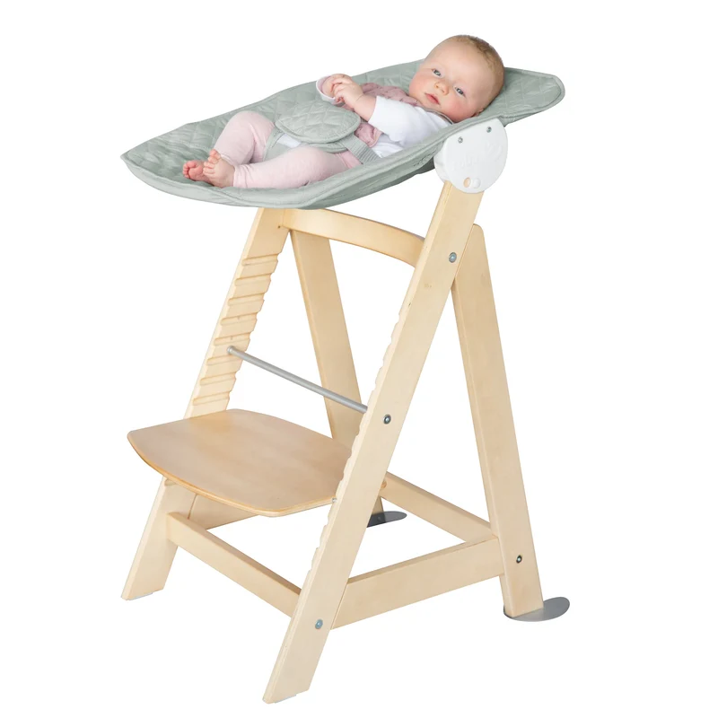 Treppenhochstuhl Born Up, Set 2in1, "roba Style" frosty green, Hochstuhl mit Liegefunktion, ab Geburt