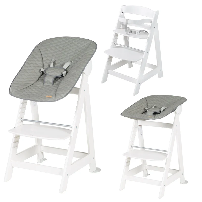 Treppenhochstuhl Born Up, Set 2in1, "Stone gesteppt", Hochstuhl mit Liegefunktion, ab Geburt