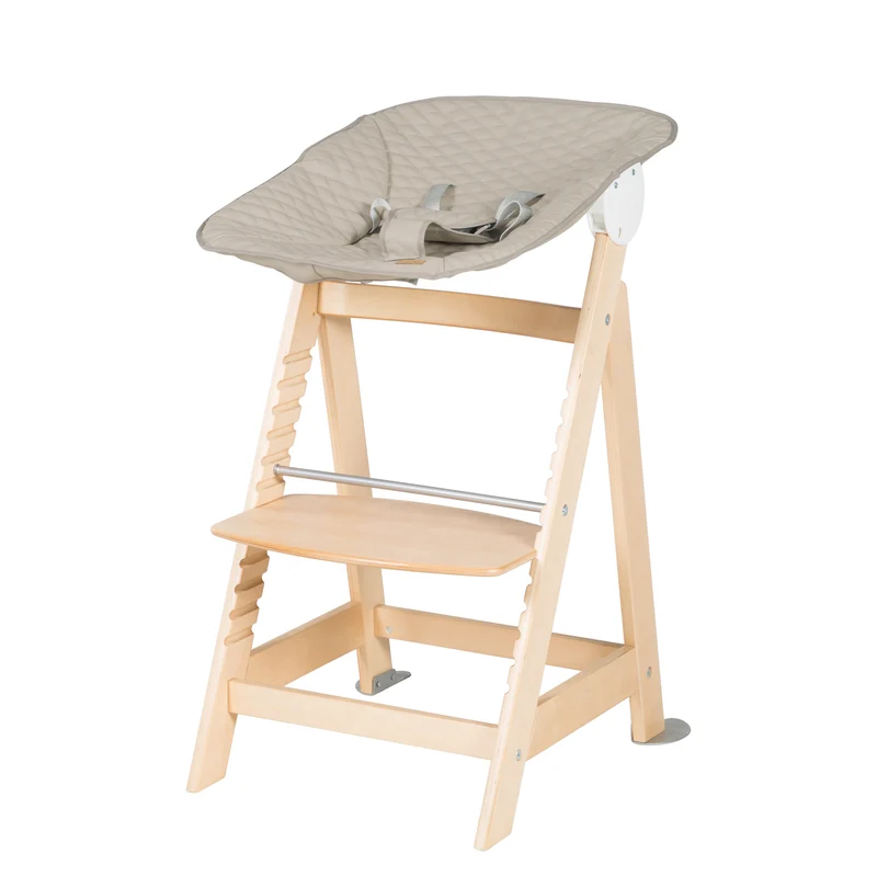 Treppenhochstuhl Born Up, Set 2in1, "Greyish gesteppt", Hochstuhl mit Liegefunktion, ab Geburt