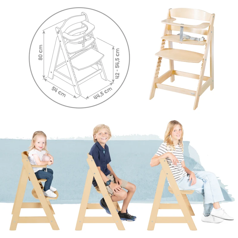 Treppenhochstuhl Born Up, Set 2in1, "Greyish gesteppt", Hochstuhl mit Liegefunktion, ab Geburt