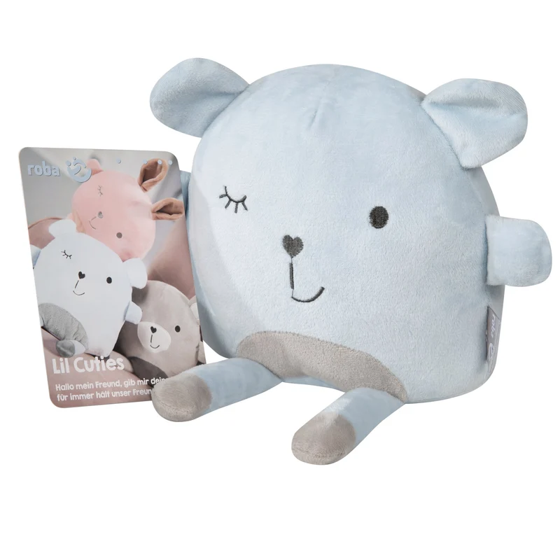 Deko-/Kuschelkissen"Lil Cuties" – Kuscheltier "Benny" mit Freundschaftskarte, hellblau