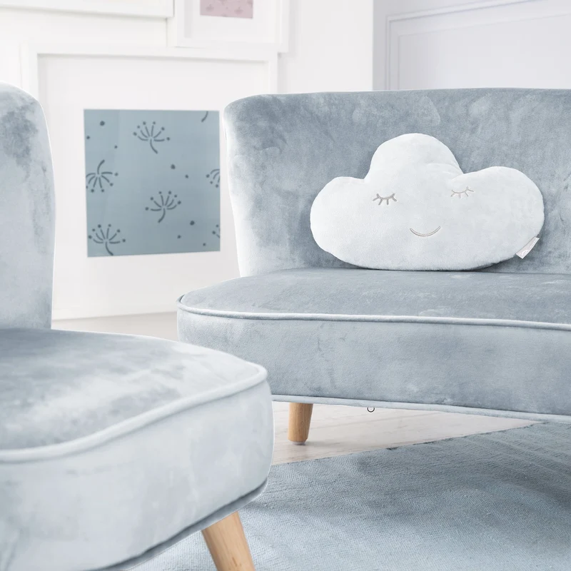 Deko-/Kuschelkissen"roba Style" – hellblau, flauschiges Wolken-Dekokissen für Baby- & Kinderzimmer