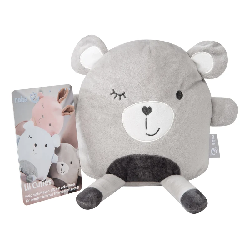Deko-/Kuschelkissen"Lil Cuties" – Kuscheltier "Sammy" mit Freundschaftskarte, silbergrau