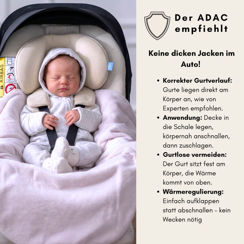 Einschlagdecke für das ganze Jahr - Wölkchen rosé (mit Bambusfleece)