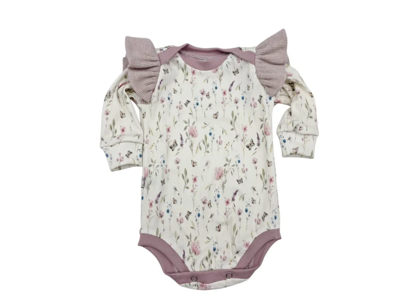 Babybody „Wildflower“ mit Rüschen – einzeln oder als 3-teiliges Set | Handmade
