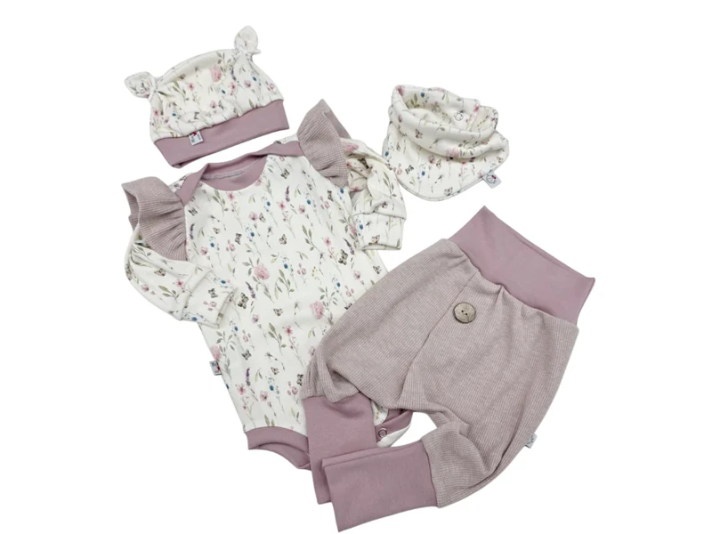 Babybody „Wildflower“ mit Rüschen – einzeln oder als 3-teiliges Set | Handmade
