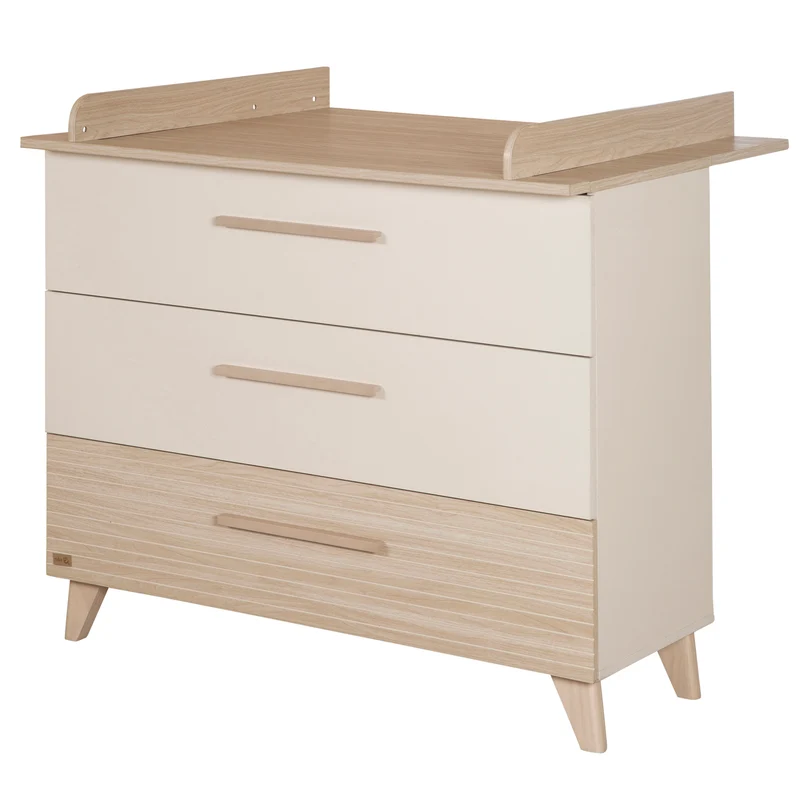 Möbelset 'Sidney' 2-teilig - Kinderbett 70x140 cm + Wickelkommode - Cashmere / Eichen Dekor