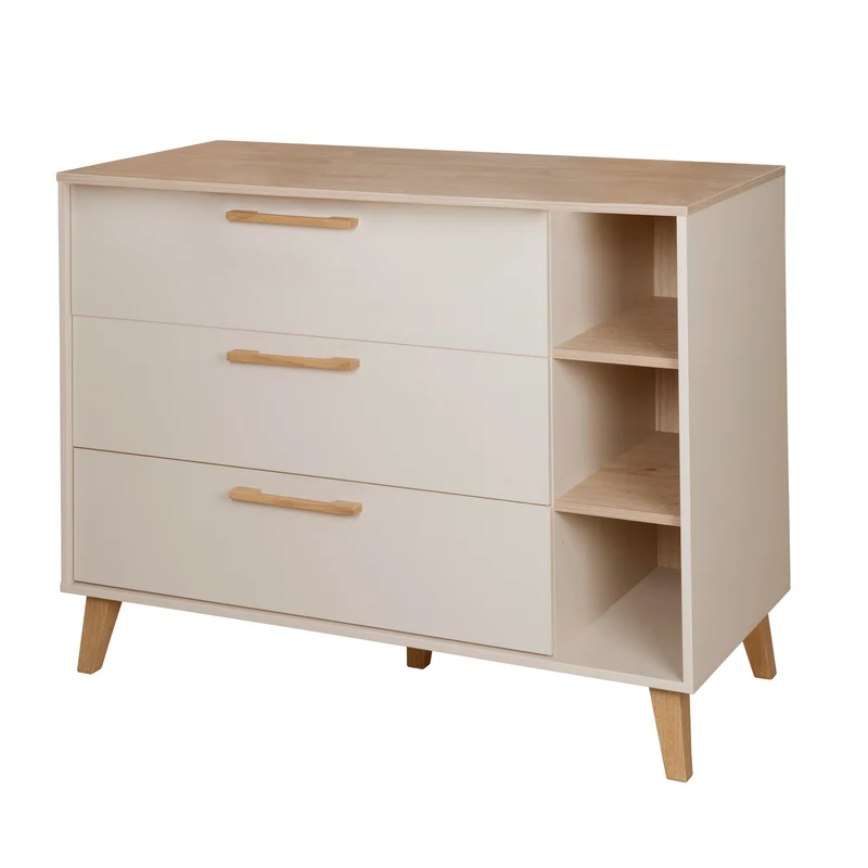 Babyzimmer 'Jil' 3-teilig - Gitterbett + Babykommode + Schrank - Cashmere / Chestnut