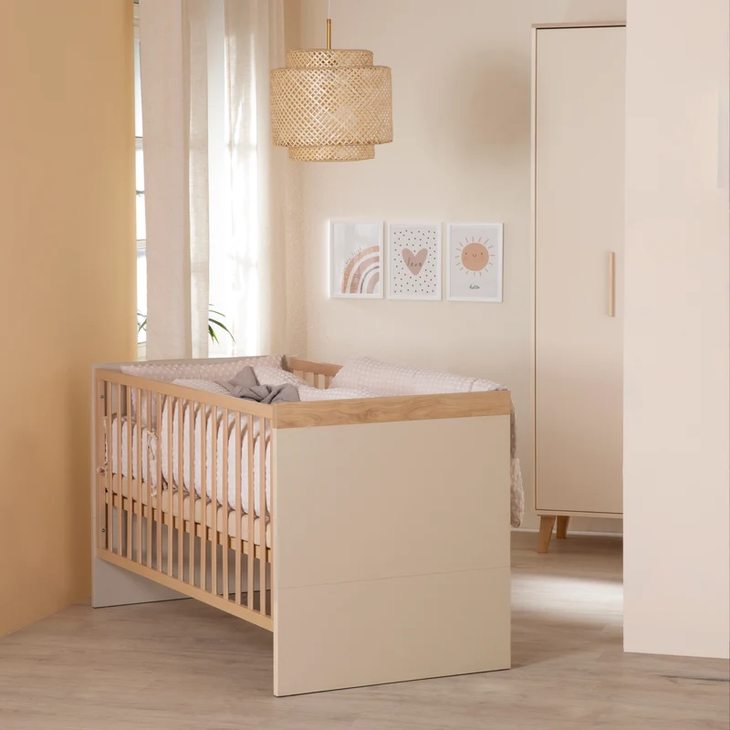 Babyzimmer 'Jil' 3-teilig - Gitterbett + Babykommode + Schrank - Cashmere / Chestnut