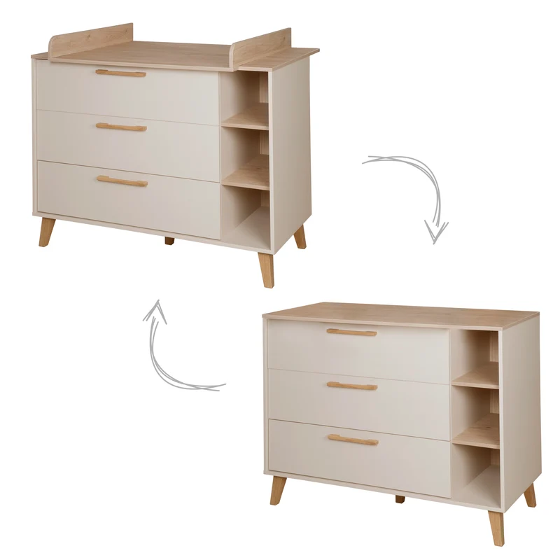Babyzimmer 'Jil' 3-teilig - Gitterbett + Babykommode + Schrank - Cashmere / Chestnut