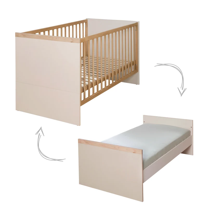 Babyzimmer 'Jil' 3-teilig - Gitterbett + Babykommode + Schrank - Cashmere / Chestnut
