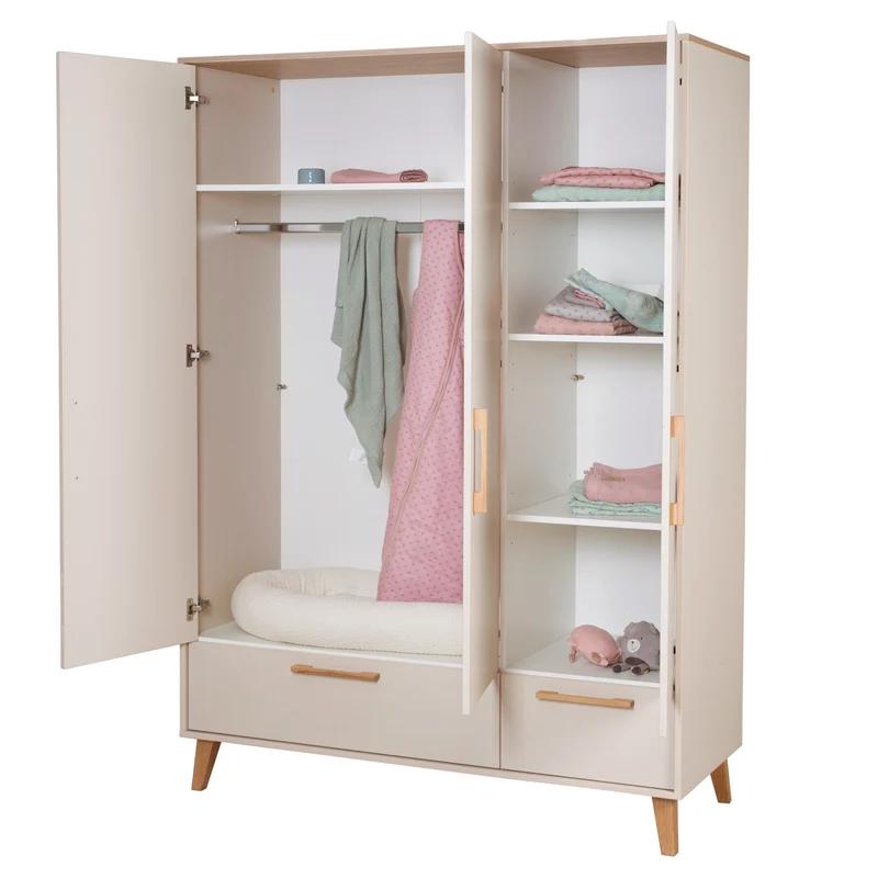 Babyzimmer 'Jil' 3-teilig - Gitterbett + Babykommode + Schrank - Cashmere / Chestnut