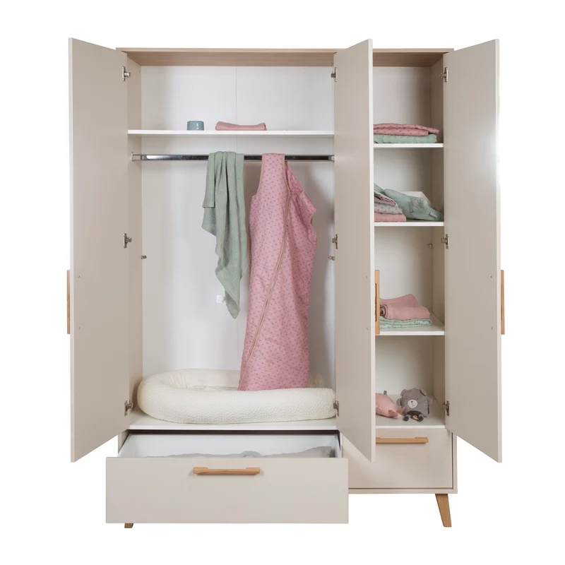 Babyzimmer 'Jil' 3-teilig - Gitterbett + Babykommode + Schrank - Cashmere / Chestnut