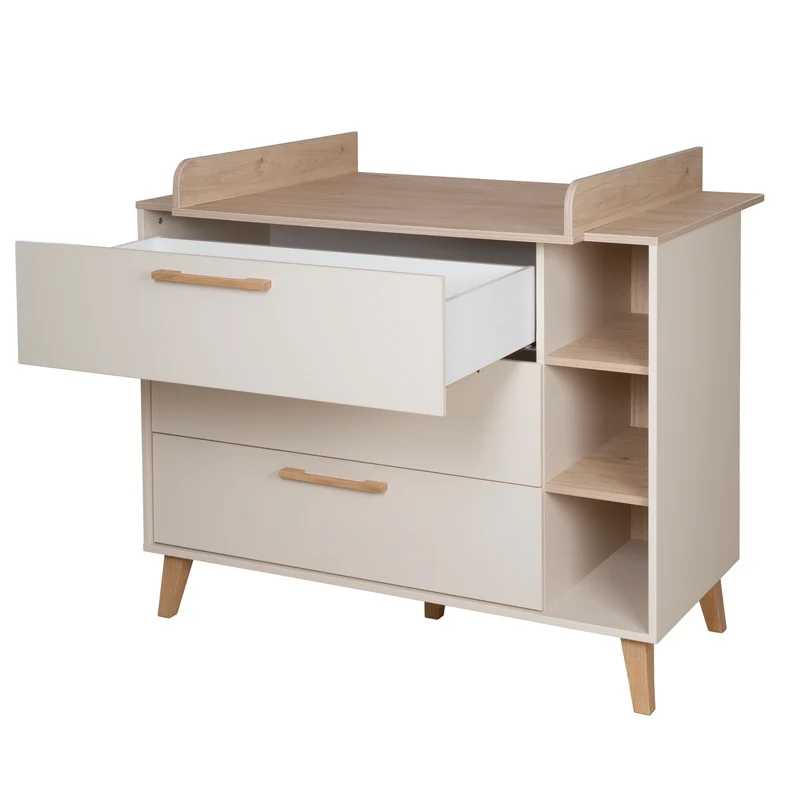 Babyzimmer 'Jil' 3-teilig - Gitterbett + Babykommode + Schrank - Cashmere / Chestnut