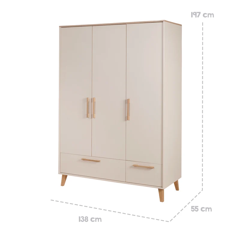 Babyzimmer 'Jil' 3-teilig - Gitterbett + Babykommode + Schrank - Cashmere / Chestnut