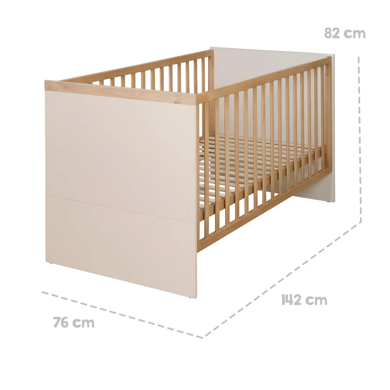 Möbelset Jil 2-teilig - Kombi-Kinderbett 70x140cm + Wickelkommode - Cashmere / Chestnut