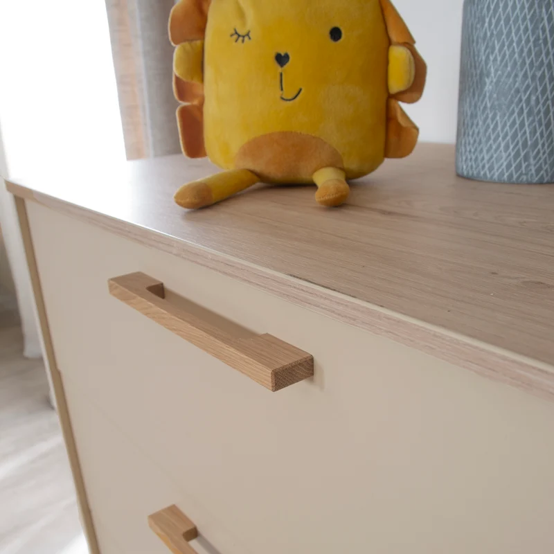 Möbelset Jil 2-teilig - Kombi-Kinderbett 70x140cm + Wickelkommode - Cashmere / Chestnut