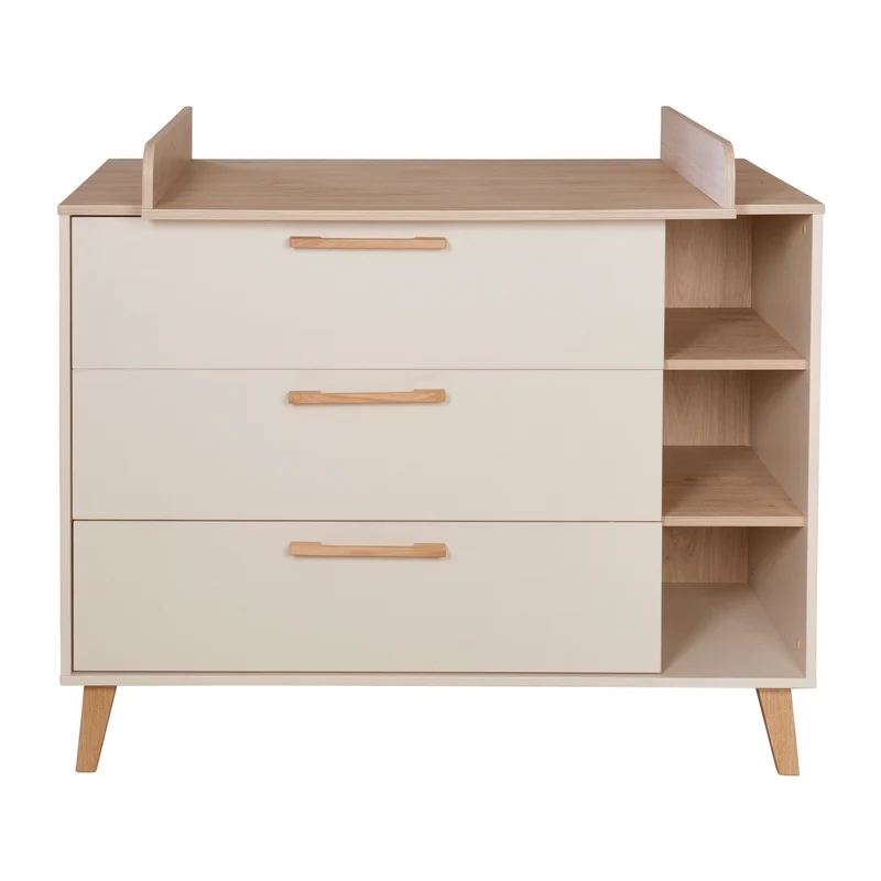 Möbelset Jil 2-teilig - Kombi-Kinderbett 70x140cm + Wickelkommode - Cashmere / Chestnut