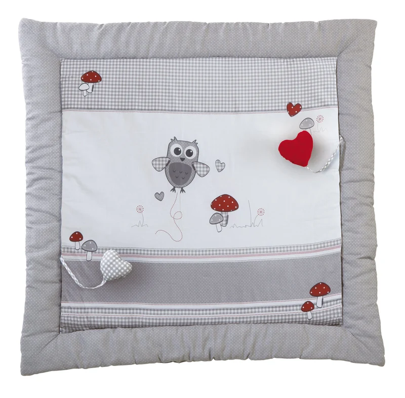 Krabbeldecke "Adam & Eule" – 100 x 100 cm, Spiel-/Laufgittereinlage, Baumwolle