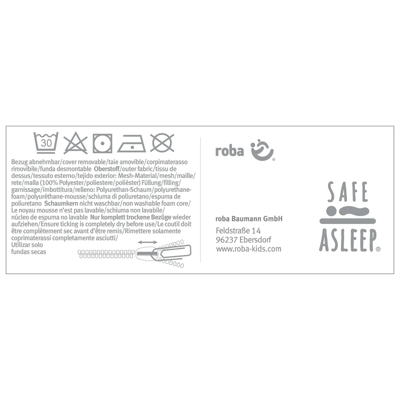 Reisebettmatratze "safe asleep®" – 60 x 120 x 5,5 cm, belüfteter Schaumstoff für optimales Schlafklima