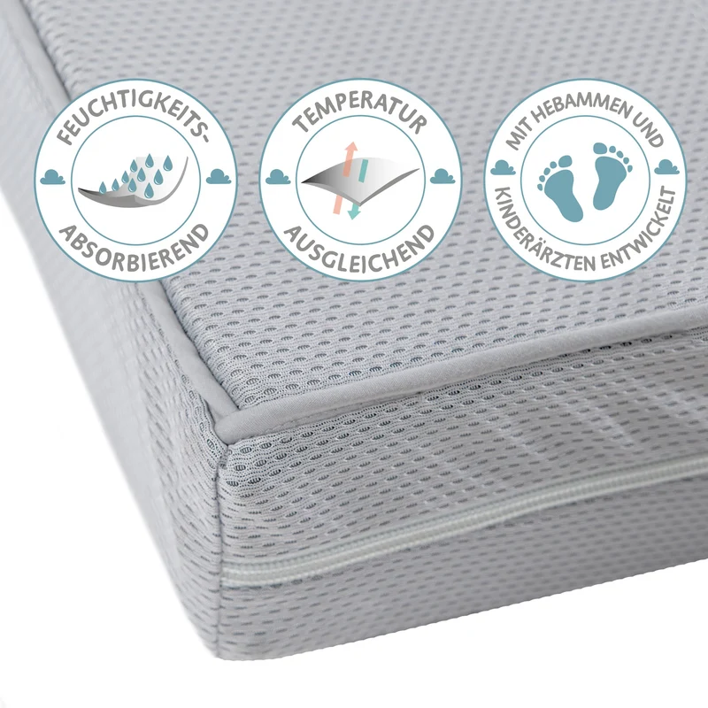 Wiegenmatratze "safe asleep®" – Air Balance Premiummesh, 40 x 90 x 5,5 cm, für optimales Schlafklima