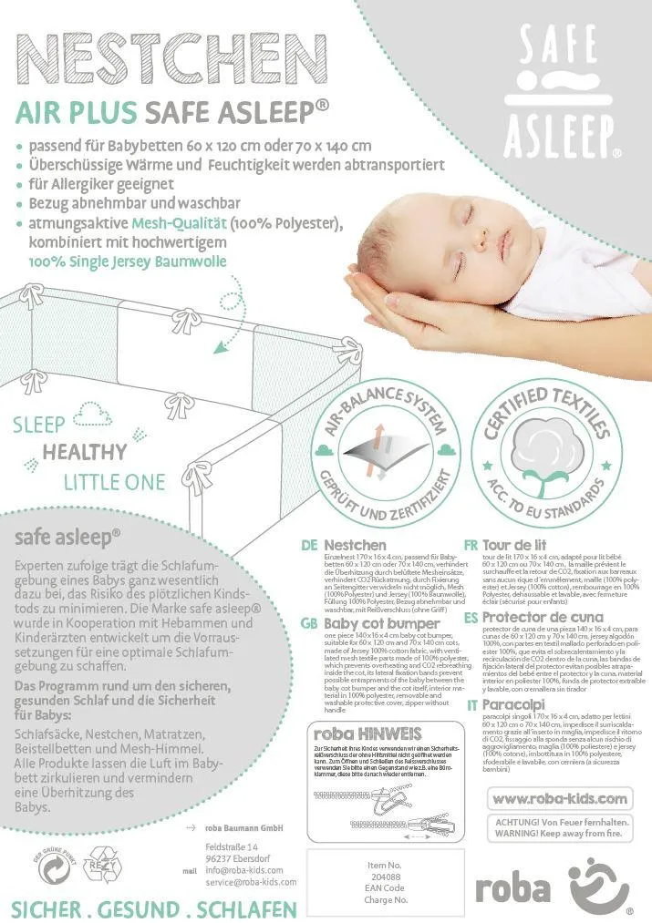 Baby-Nestchen "safe asleep®" – Air PLUS Sternenzauber, luftzirkulierend, mit AIR-balance System