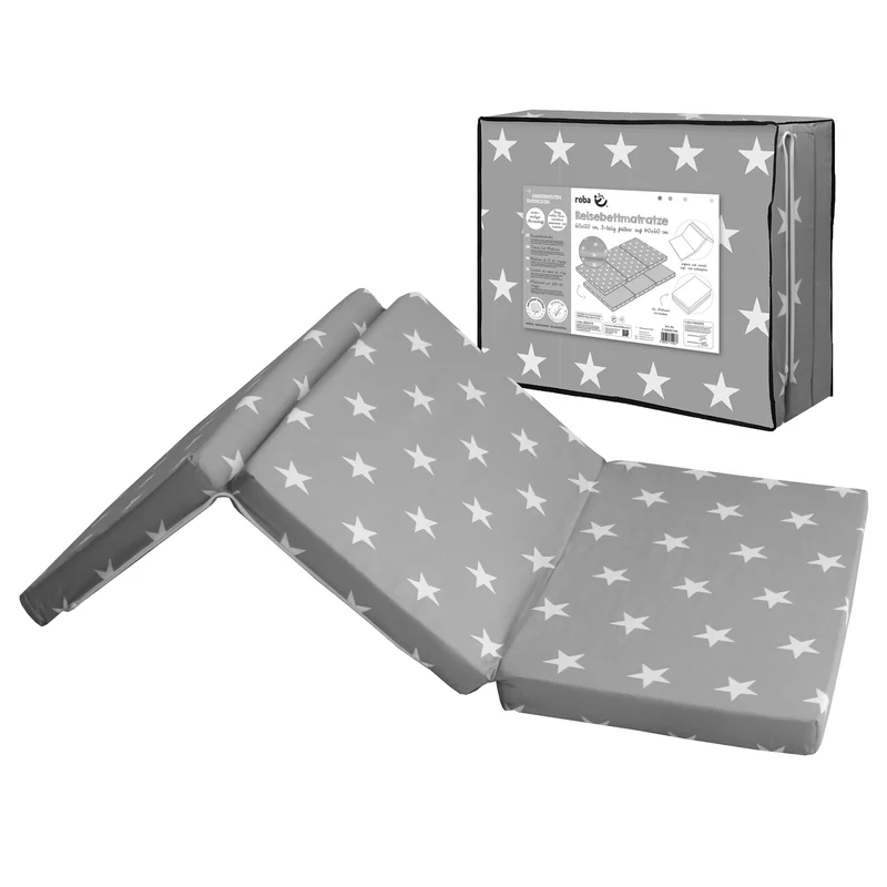 Reisebettmatratze "Little Stars" – faltbares Reisebett, Baby/Kinderbett 60 x 120 cm, inkl. Tragetasche