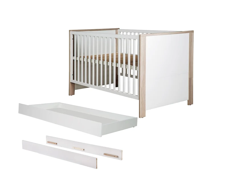 Zimmerset "Olaf" – inkl. Kombi-Bett 70 x 140 cm, Umbauseiten & Bettkasten, Luna Elm/weiß