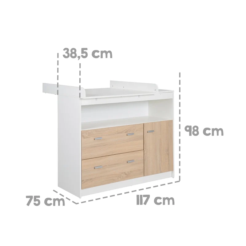 Zimmerset "Gabriella" – inkl. Babybett 70 x 140 cm & breite Wickelkommode, bicolor