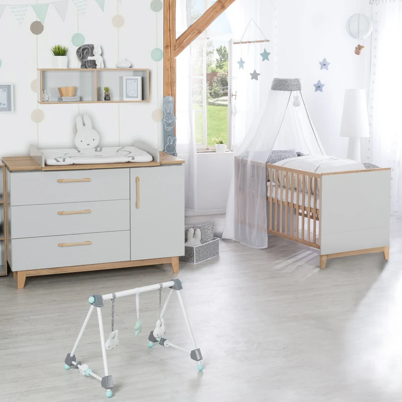 Kombi-Kinderbett "Caro" – 70 x 140 cm, höhenverstellbar, mitwachsend, 3 Schlupfsprossen, umbaubar