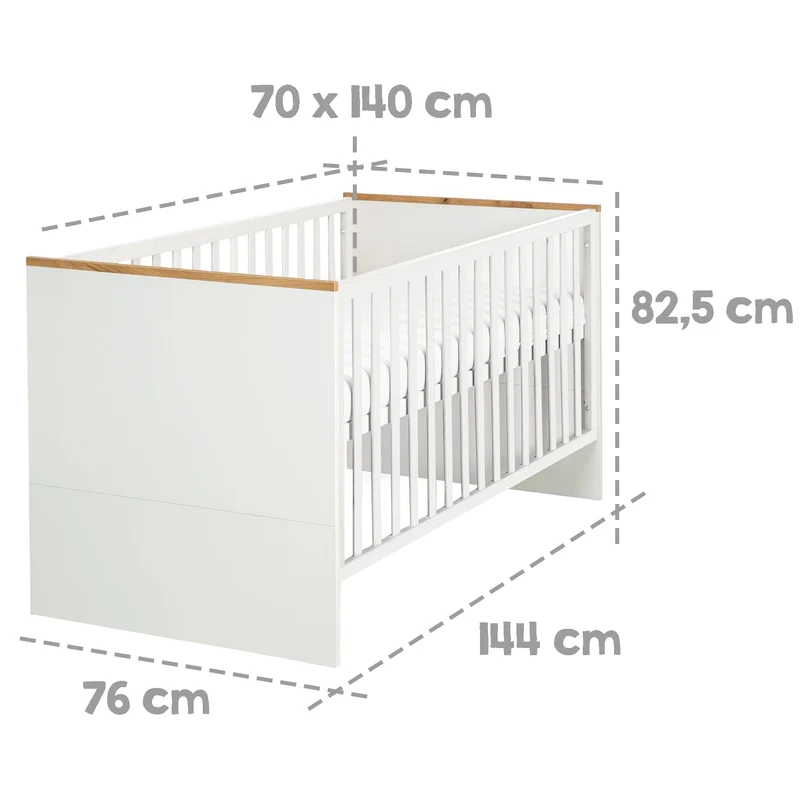 Kombi-Kinderbett "Finn" – 70 x 140 cm, höhenverstellbar, mitwachsend/umbaubar, 3 Schlupfsprossen