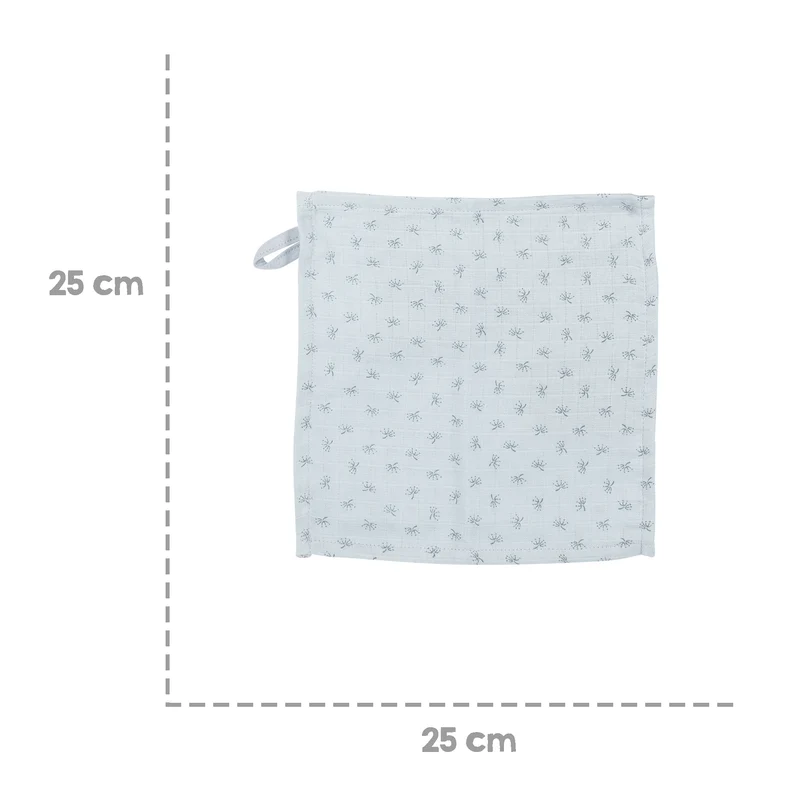 Organic 5er Set Waschlappen 'Lil Planet' hellblau/sky, Musselin, Bio-Baumwolle, GOTS, 25 x 25 cm