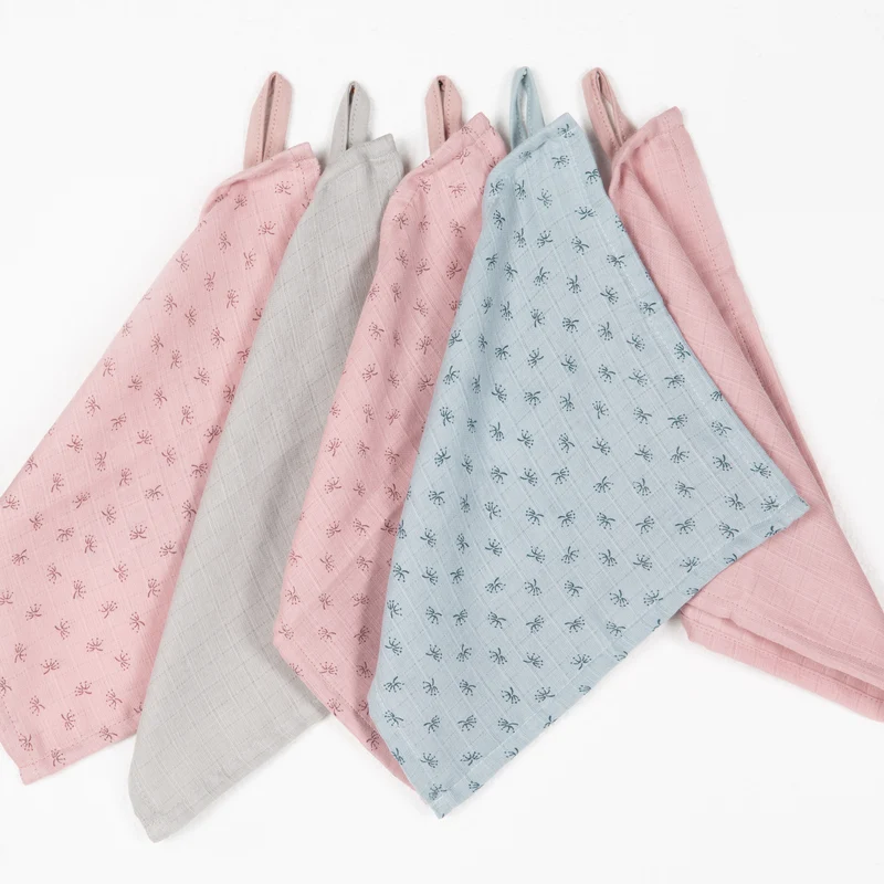Organic 5er Set Waschlappen 'Lil Planet' rosa / mauve, Musselin, Bio-Baumwolle, GOTS, 25x25cm