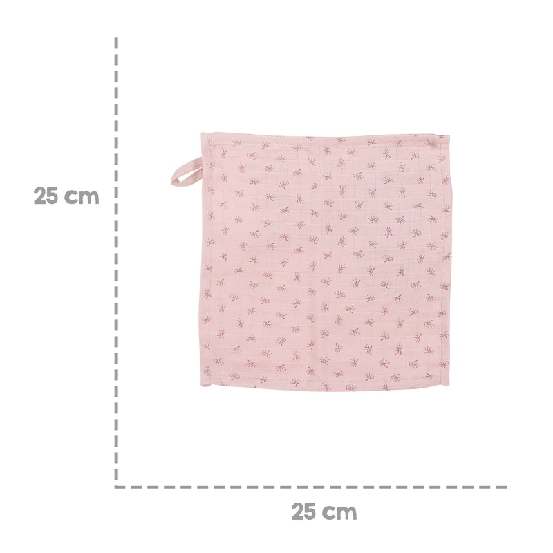Organic 5er Set Waschlappen 'Lil Planet' rosa / mauve, Musselin, Bio-Baumwolle, GOTS, 25x25cm