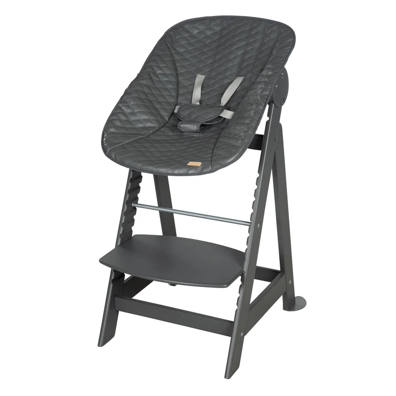 Treppenhochstuhl Born Up, Set 2in1, "Graphite gesteppt", Hochstuhl mit Liegefunktion, ab Geburt
