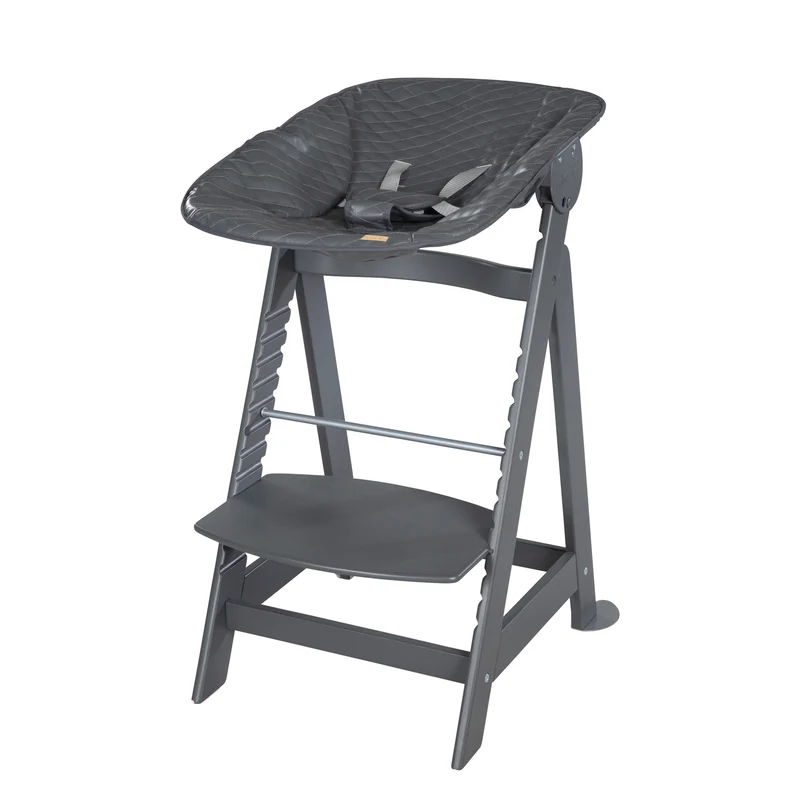 Treppenhochstuhl Born Up, Set 2in1, "Graphite gesteppt", Hochstuhl mit Liegefunktion, ab Geburt