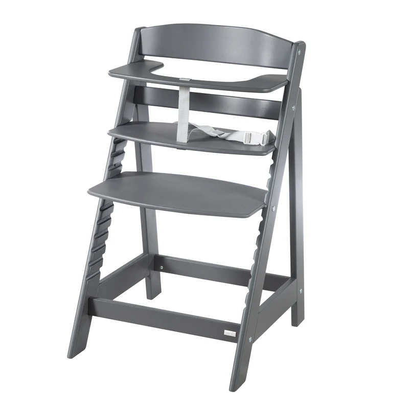 Treppenhochstuhl Born Up, Set 2in1, "Graphite gesteppt", Hochstuhl mit Liegefunktion, ab Geburt