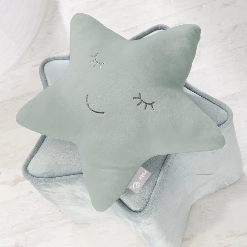 Deko-/Kuschelkissen "roba Style" Stern frosty green, flauschiges Dekokissen für Baby- & Kinderzimmer