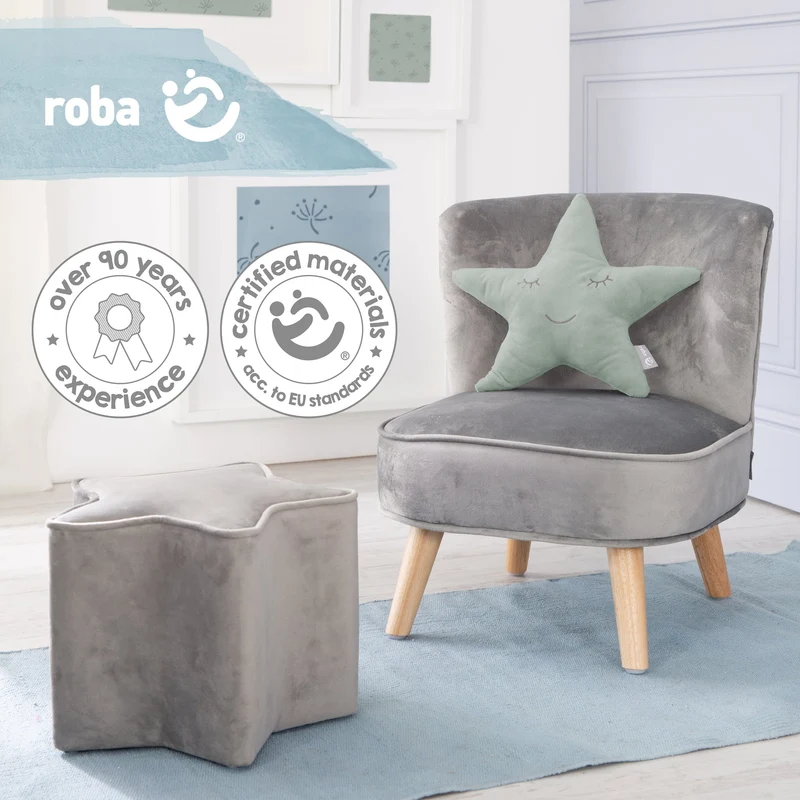 Deko-/Kuschelkissen "roba Style" Stern frosty green, flauschiges Dekokissen für Baby- & Kinderzimmer