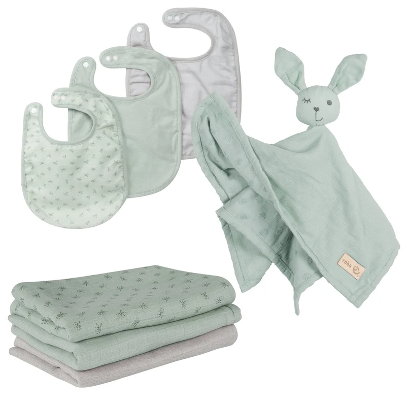 Geschenkset Baby Essentials organic "Lil Planet" frosty green aus Bio-Baumwolle, GOTS, nachhaltig