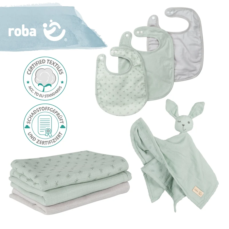 Geschenkset Baby Essentials organic "Lil Planet" frosty green aus Bio-Baumwolle, GOTS, nachhaltig