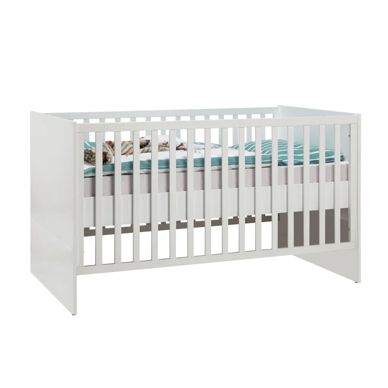 Kombi-Kinderbett "Nordic weiss", 70 x 140 cm, weiß, höhenverstellbar, 3 Schlupfsprossen, umbaubar zum Juniorbett