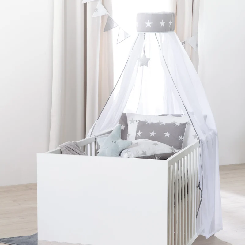 Zimmerset "Julia" 2-teilig, inkl. Kombi-Bett 70 x 140 cm & Wickelkommode breit, Weiß gekalkte Eiche/weiß