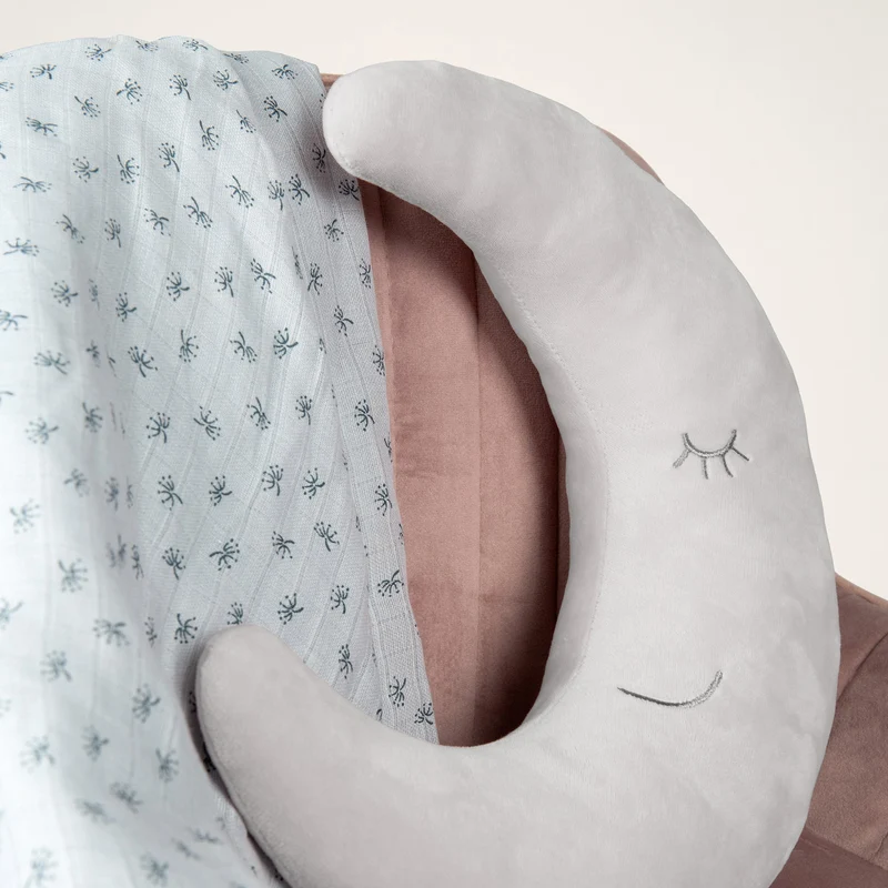 Nackenkissen Mond "roba Style" – silbergrau, flauschiges Dekokissen für Baby- & Kinderzimmer