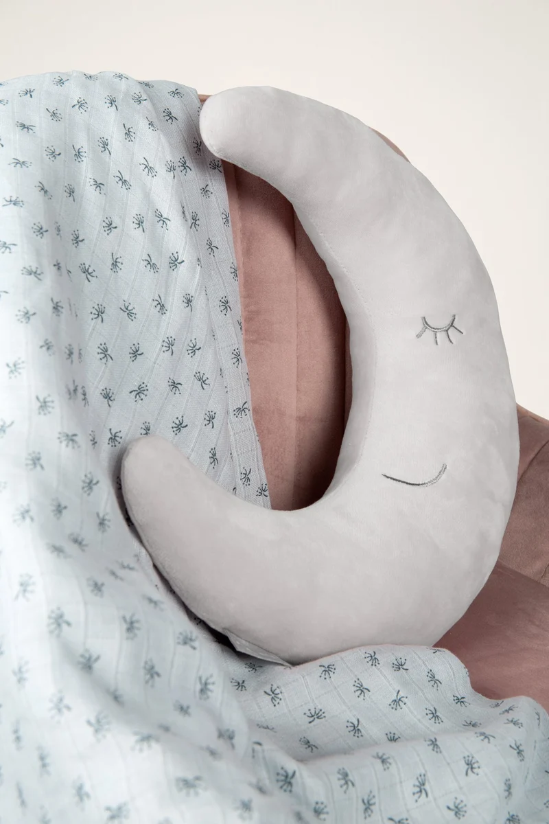 Nackenkissen Mond "roba Style" – silbergrau, flauschiges Dekokissen für Baby- & Kinderzimmer