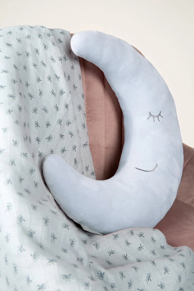 Nackenkissen Mond "roba Style" – hellblau, flauschiges Dekokissen für Baby- & Kinderzimmer
