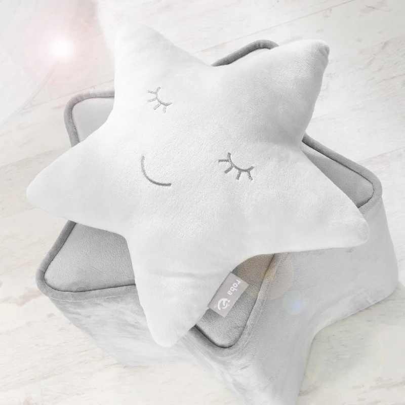Deko-/Kuschelkissen"roba Style" – silbergrau, flauschiges Stern-Dekokissen für Baby- & Kinderzimmer