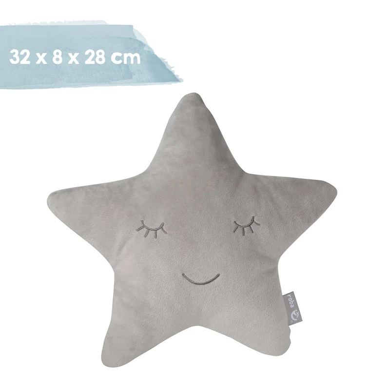 Deko-/Kuschelkissen"roba Style" – silbergrau, flauschiges Stern-Dekokissen für Baby- & Kinderzimmer