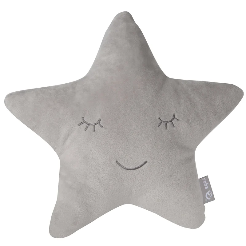 Deko-/Kuschelkissen"roba Style" – silbergrau, flauschiges Stern-Dekokissen für Baby- & Kinderzimmer